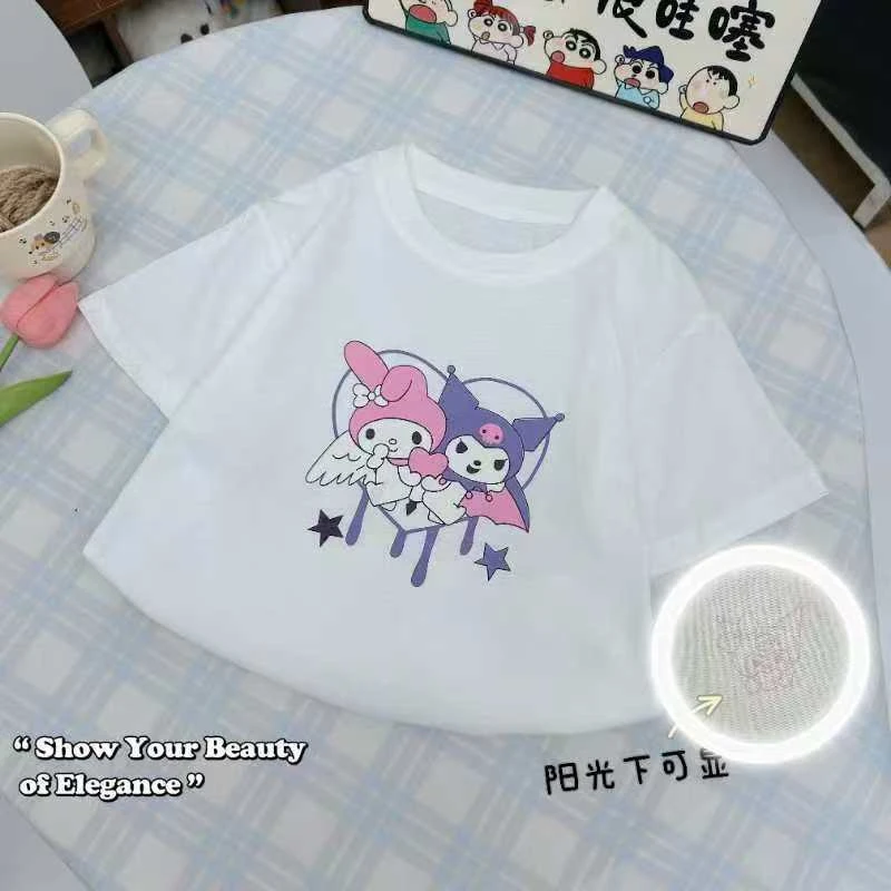 重磅100%纯棉HelloKitty甜美可爱学院风女童短袖t恤2025夏季上衣