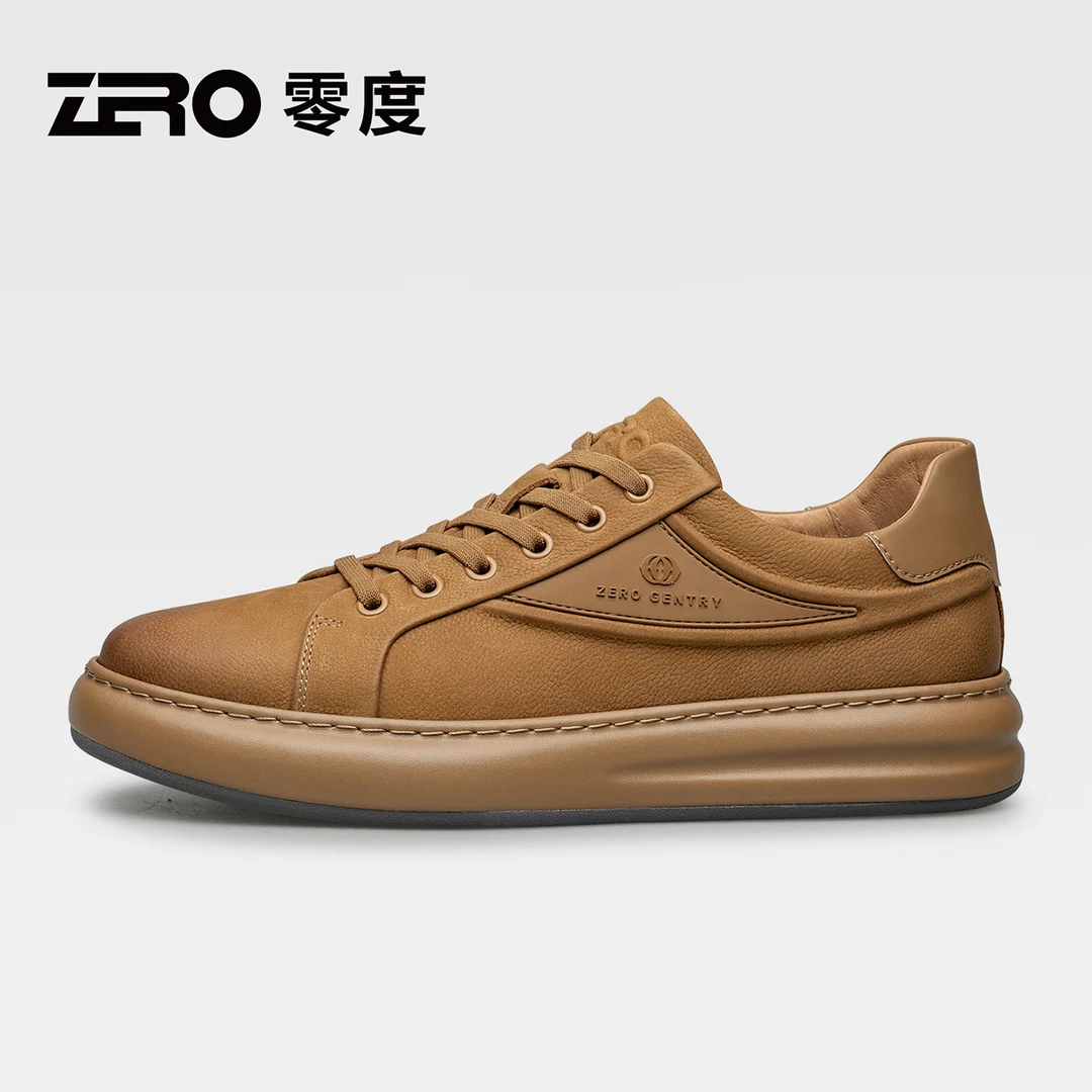 ZRO零度男士潮流秋季休闲板鞋百搭系带增高真皮时尚休闲鞋53819