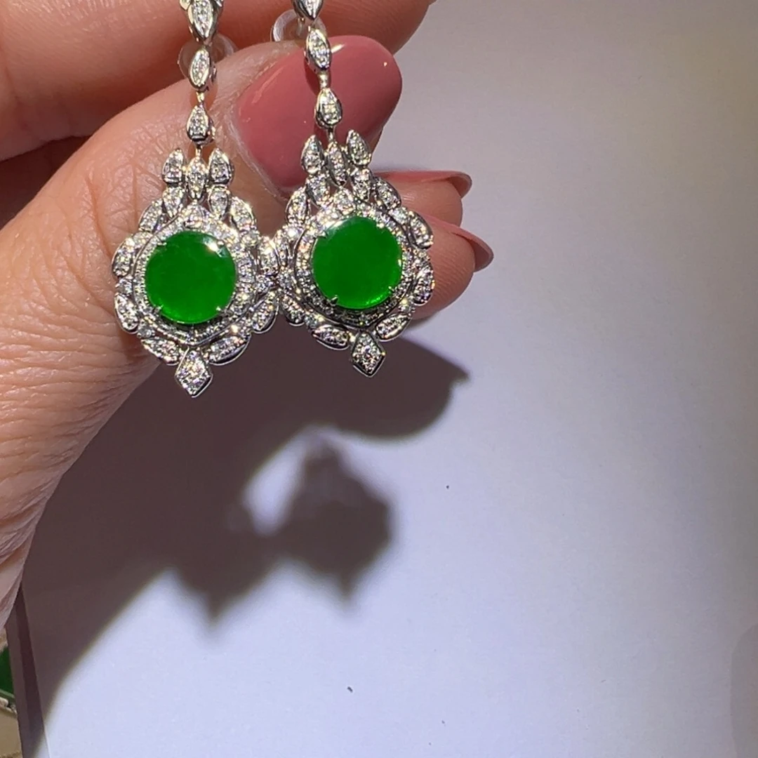 翡翠颈饰18K金镶嵌耳环