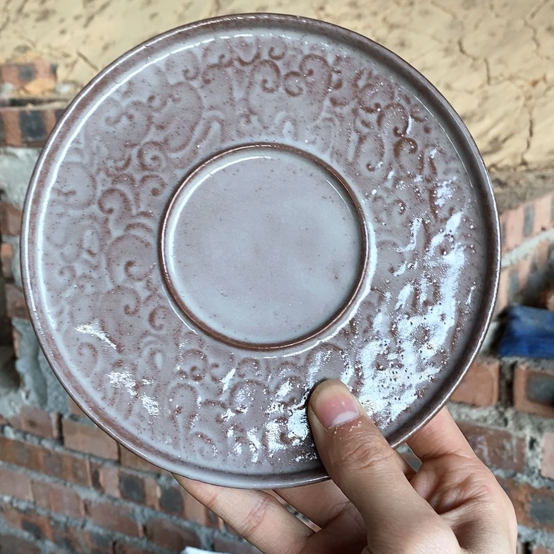 柴烧窑变紫手工大壶承