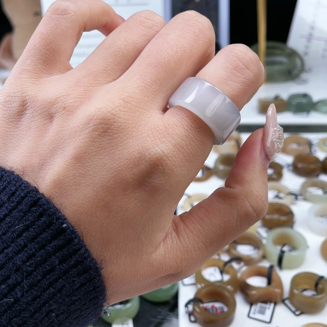 和田玉未镶嵌戒指P87冰透直切16.3不退换