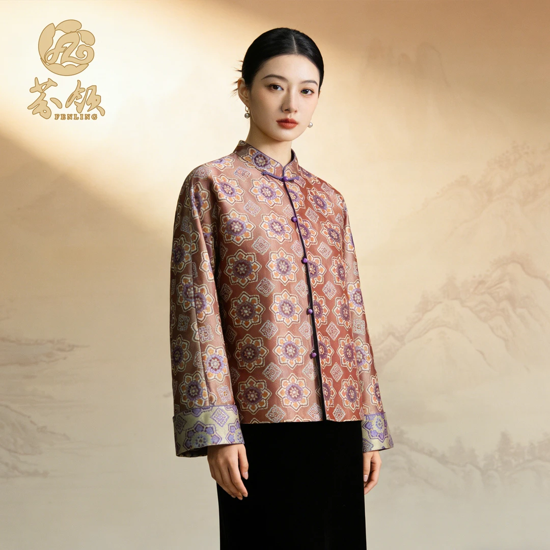锦意芬领-付钰-非遗蜀锦桑蚕丝新国潮立领长袖外套WT632-WT634