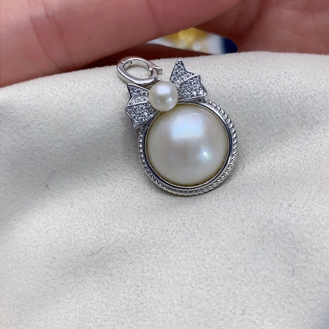 【闪购商品】拼合珍珠（马贝珠）颈饰银S925镶嵌13