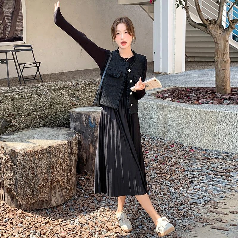 DUCURNO法式小香风马甲套装女秋季2025年新款时尚气质显瘦两件套