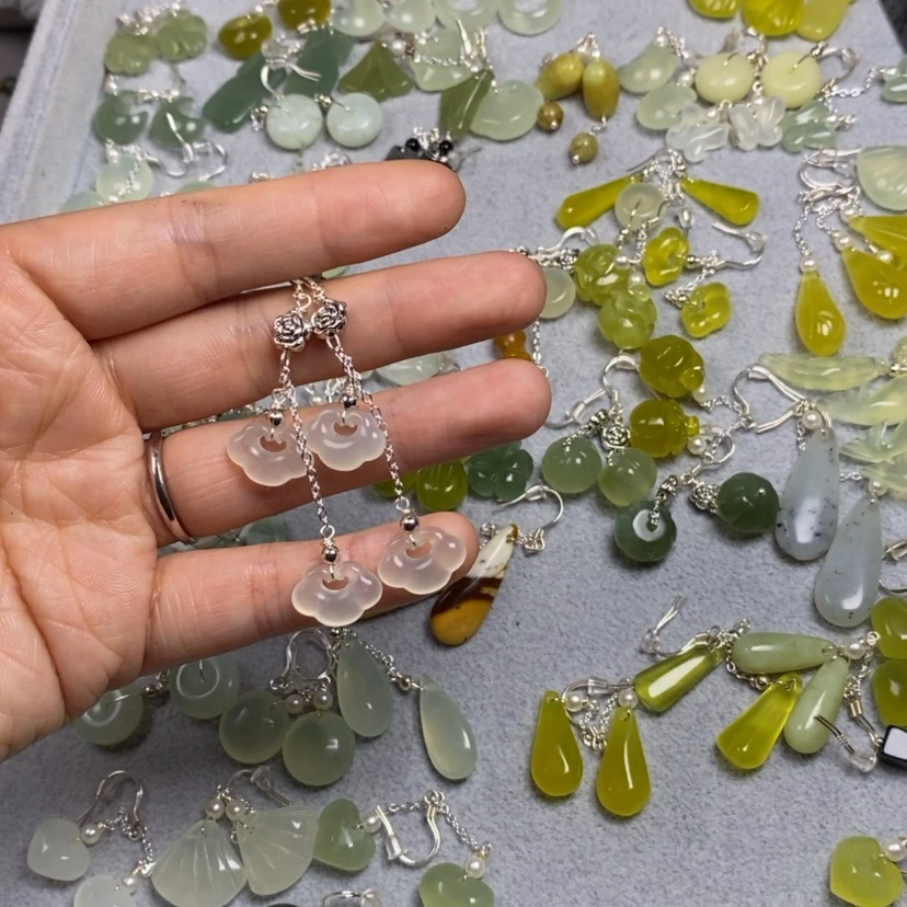 【闪购商品】蛇纹石玉未镶嵌挂件耳饰耳环项链