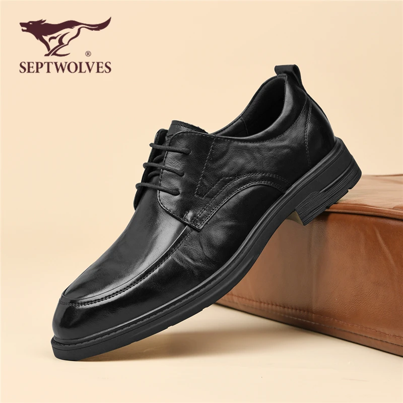 七匹狼新款男士商务正装皮鞋真皮时尚潮流德比鞋软面工作鞋0863