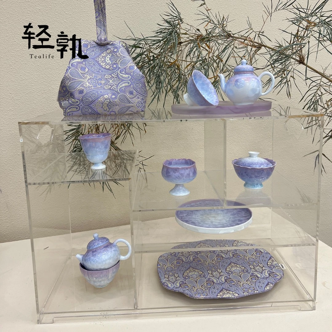 宜物宜心·窑变渐变紫萼结晶壶盖碗系列主人杯女士精致中式泡茶器