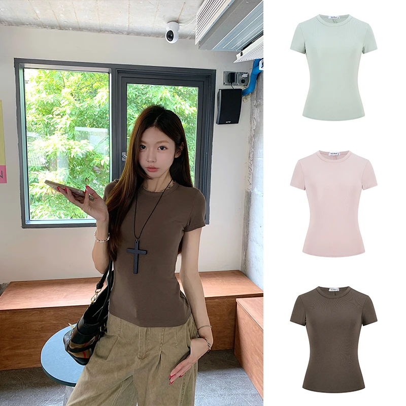 Moses Queen/魔西女王亲肤软糯正肩短袖T恤圆领/V领高智修身上衣