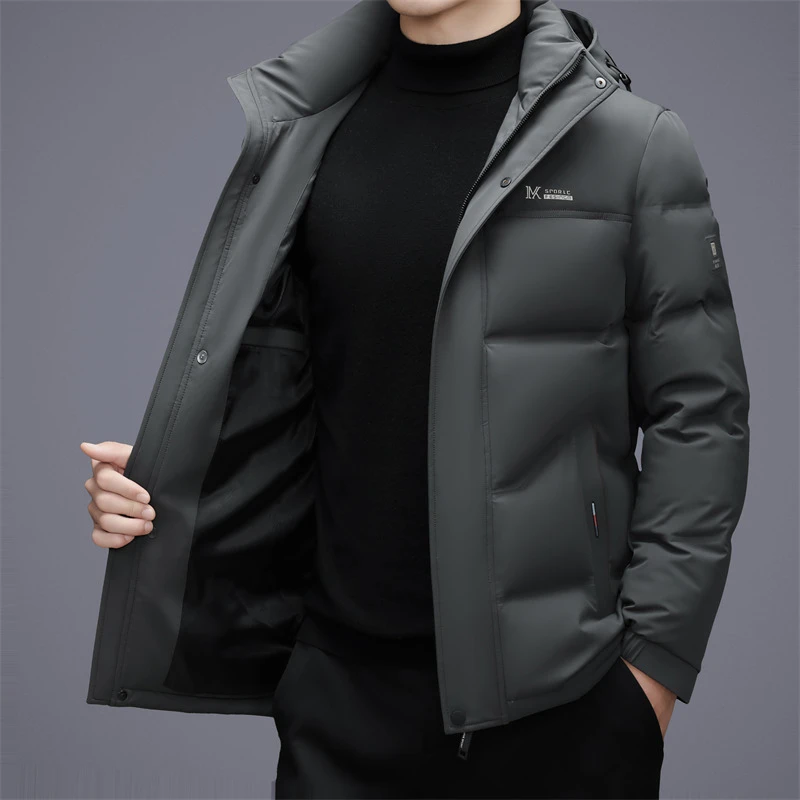 ROMOMG短款男士羽绒服立领秋冬季中年商务休闲保暖外套