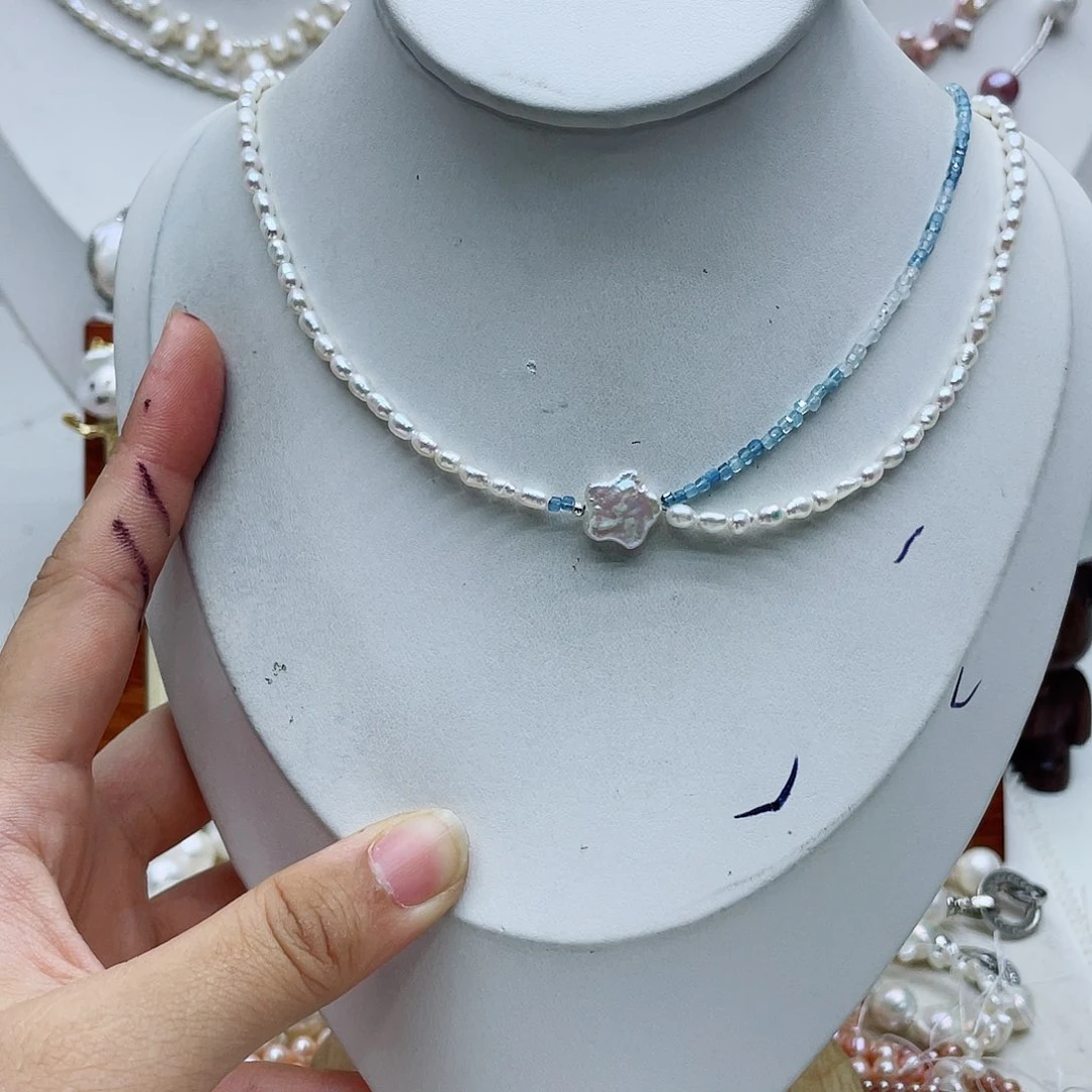 颈饰银S925镶嵌淡水珍珠