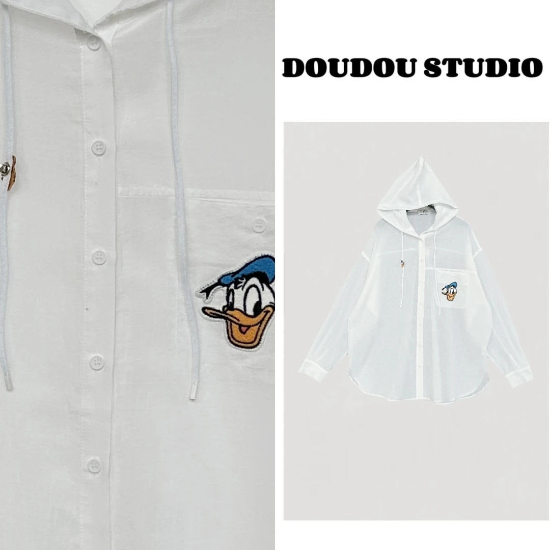 【兜兜】鸭鸭 春夏新款休闲百搭防晒衬衫连帽小开衫 井6120B