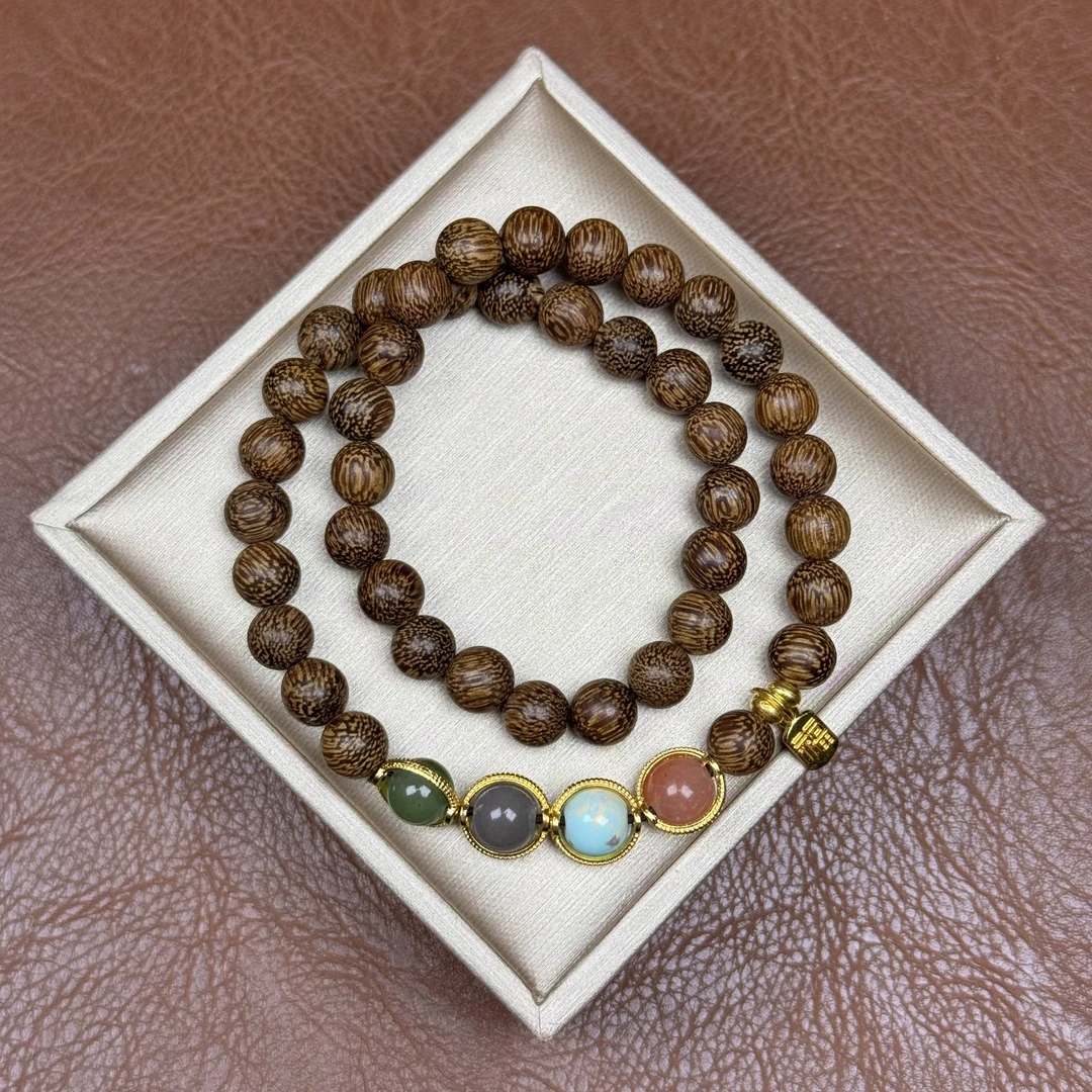 增香沉香木S1088沉香木双圈设计款精美手串传承礼盒装