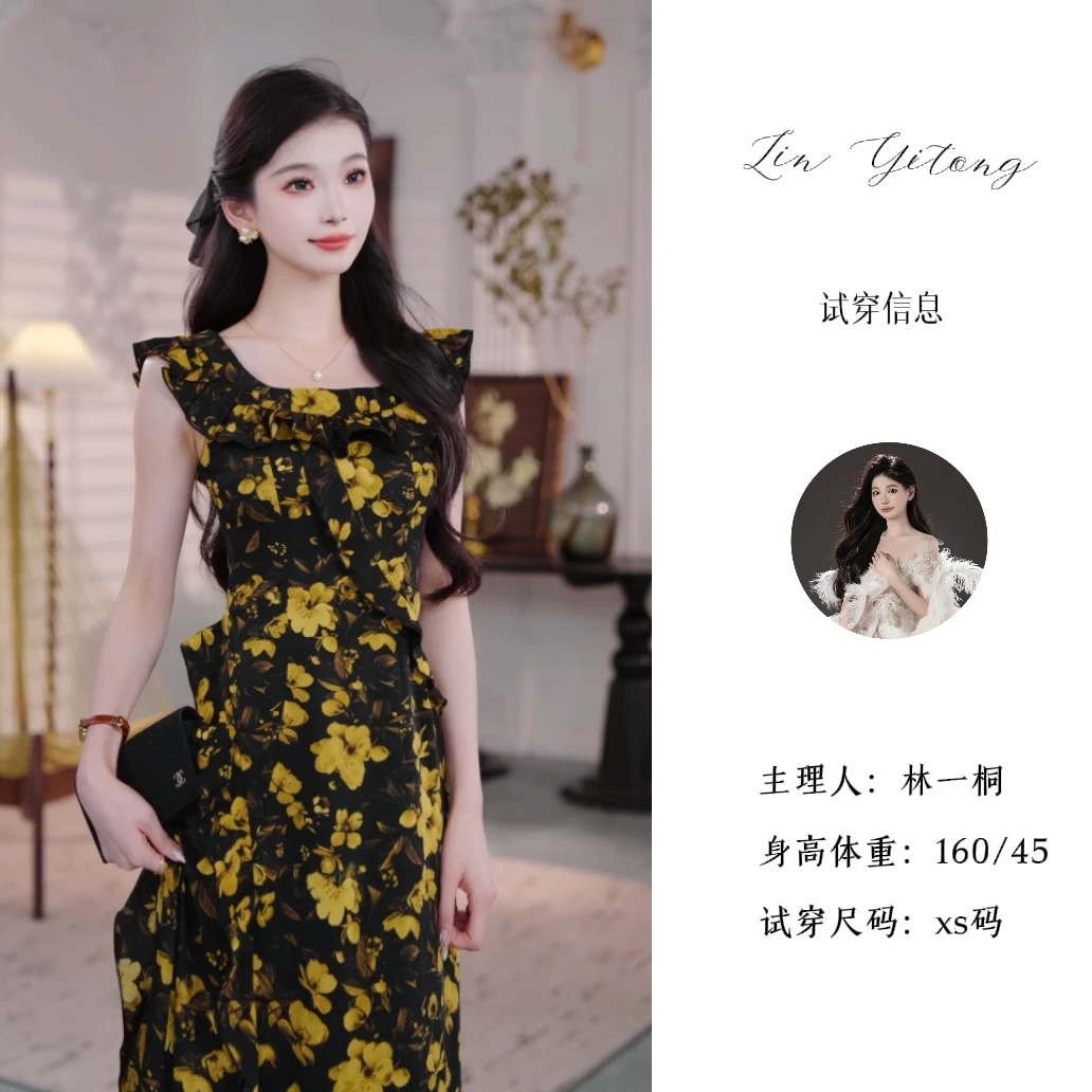 【一桐】【黑凤梨】 高品质款气质显瘦时尚女士连衣裙F52FLQ144