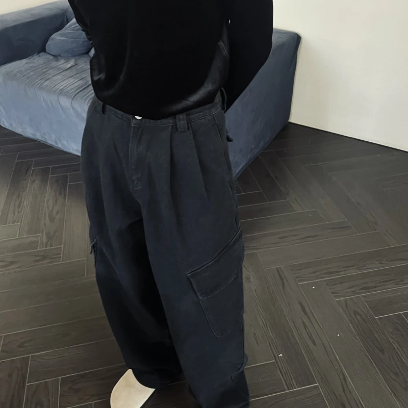 【黑标系列】设计师款12安原牛设计感直筒时尚牛仔裤34189