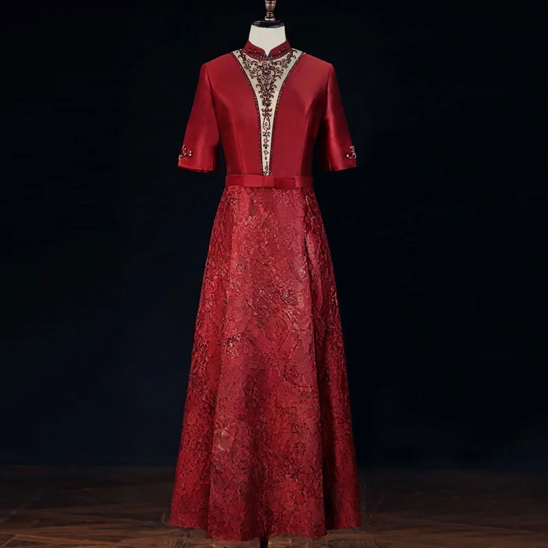 2025秋冬新款出阁宴喜妈妈敬酒礼服拜年服婚礼喜婆婆旗袍过年衣服