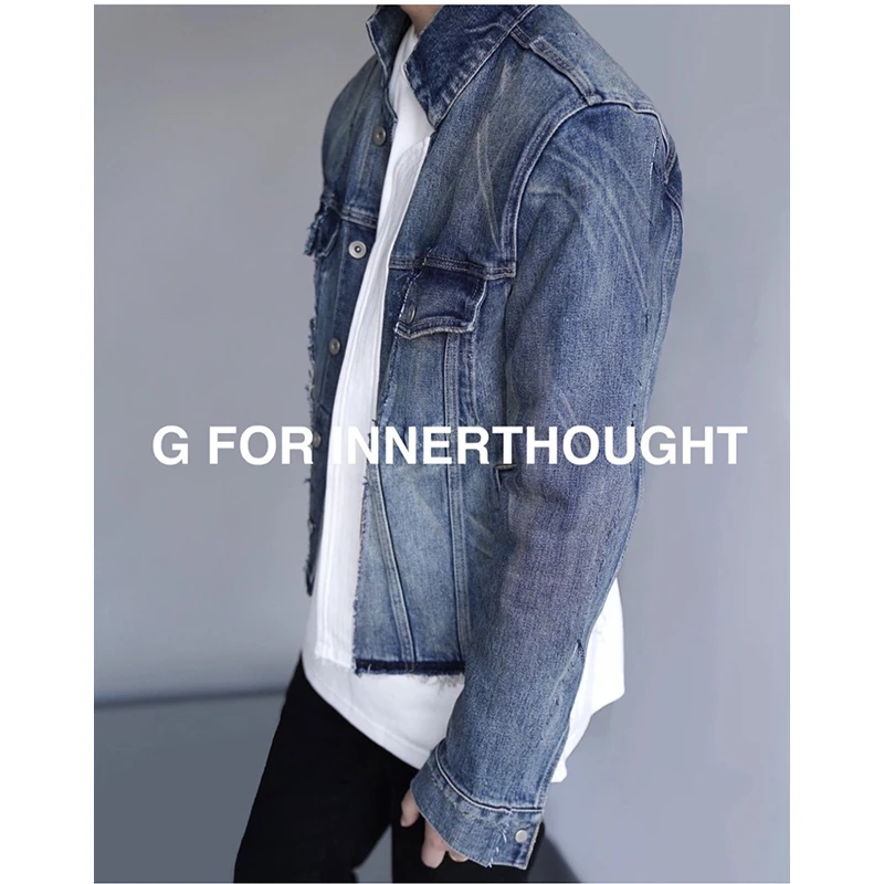 G FOR INNERTHOUGHT|KUROKI红边remake重水洗拼接牛仔夹克男