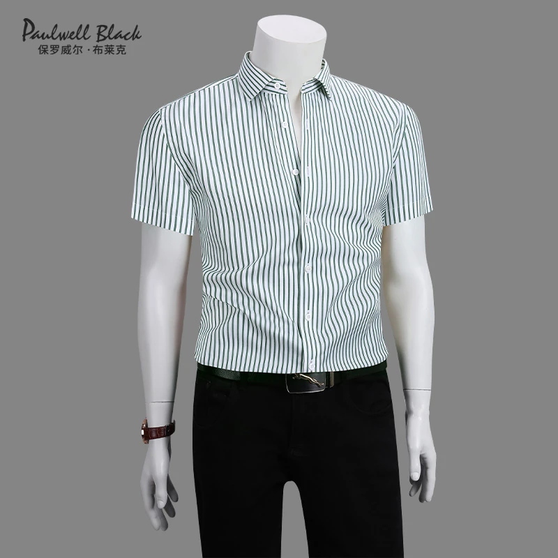 条纹衬衫男短袖商务男装2025新款夏季休闲高档桑蚕丝男士衬衣免烫