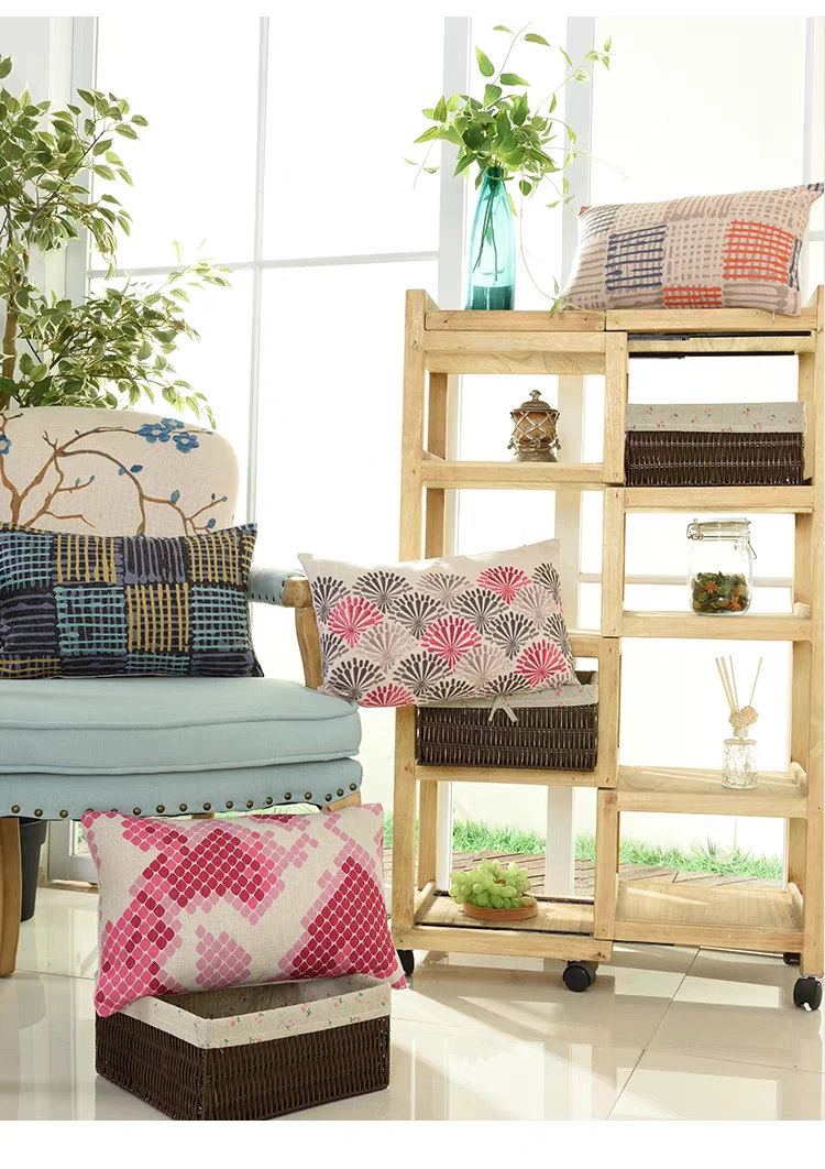 创意沙发抱枕汽车靠背枕办公室床头靠背棉麻抱枕套