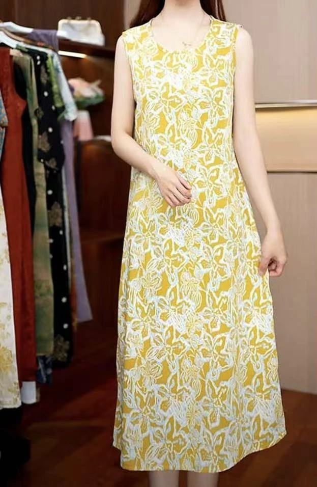 856气质显瘦时尚裙连衣群------黄花背心裙