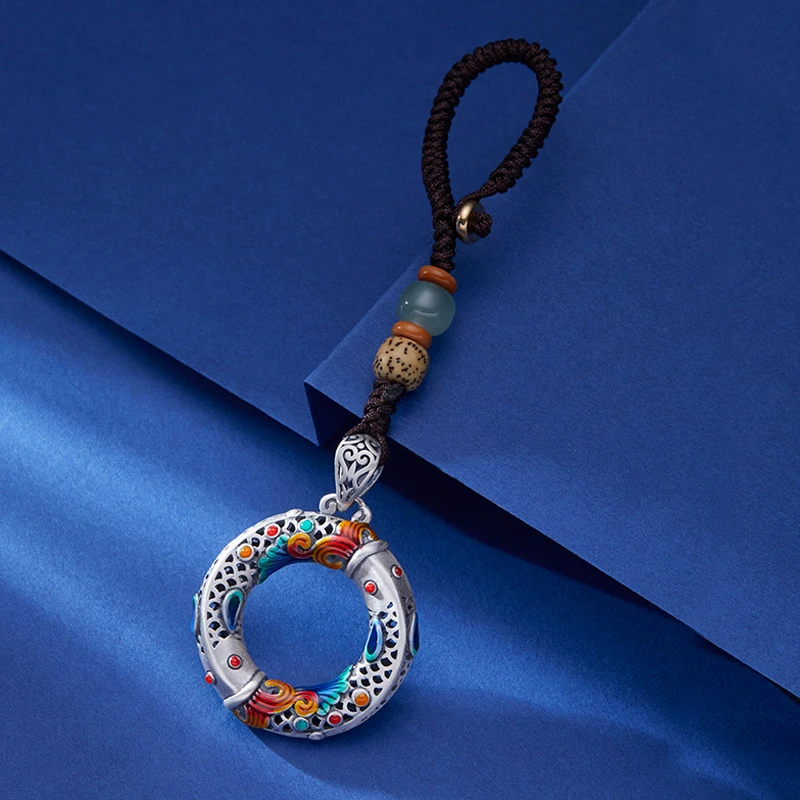 足银珐琅锦鲤汽车钥匙扣挂件如鱼得水吊坠男女款挂饰纯银宝藏文创