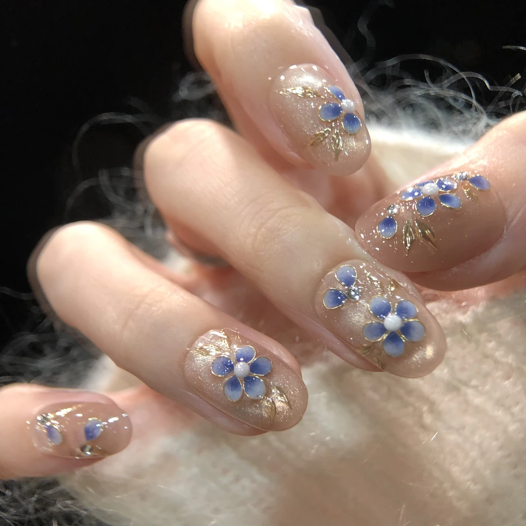 喵公子 【蓝铃语】非遗掐丝款 纯手工穿戴甲可拆卸美甲光疗甲