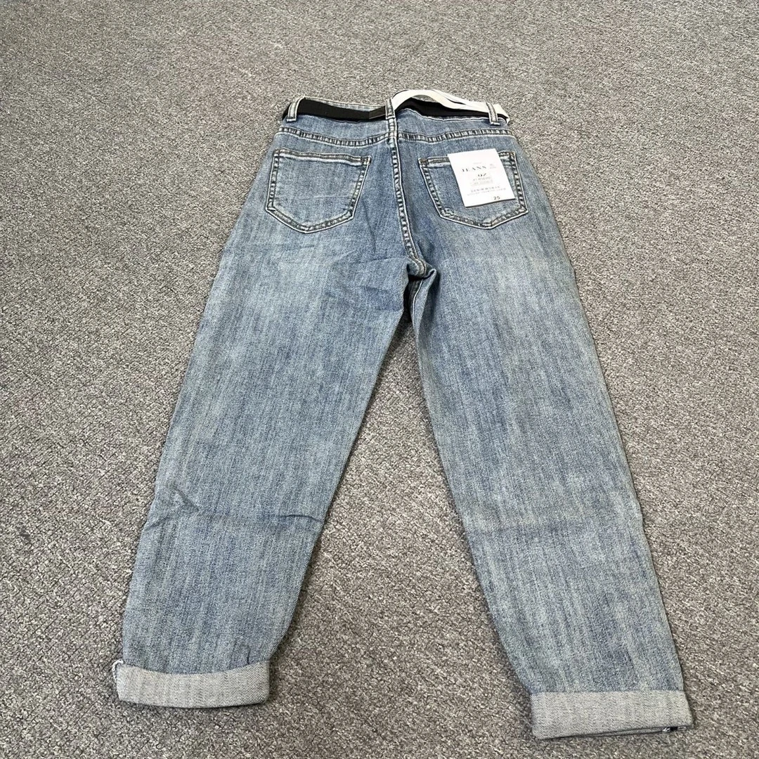 5020撤柜复古裤子高腰2025老爹哈伦九分宽松显瘦牛仔裤