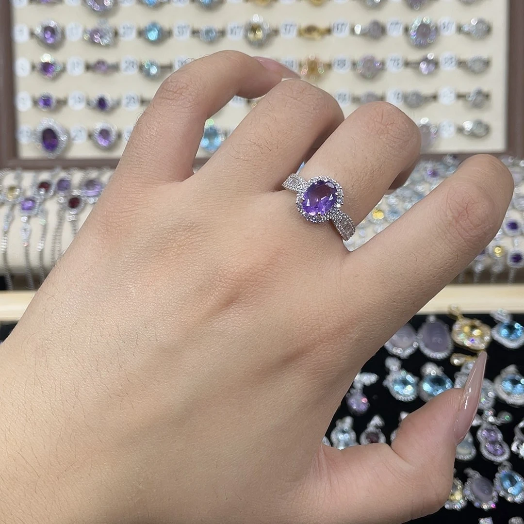 银S925镶嵌戒指紫晶