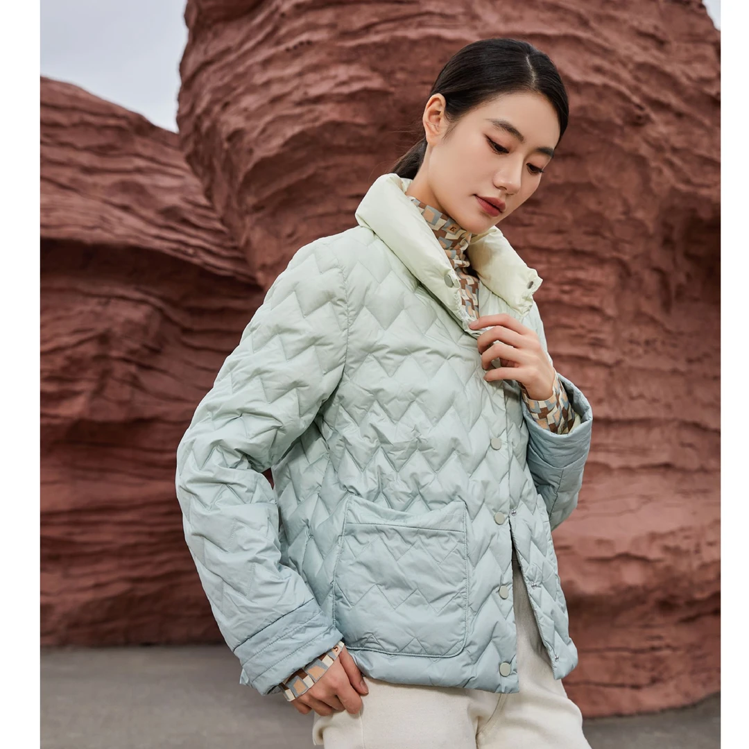 【丽公主】冬季纯色立领极简风羽绒服舒适轻熟风清凉感YE6241374820