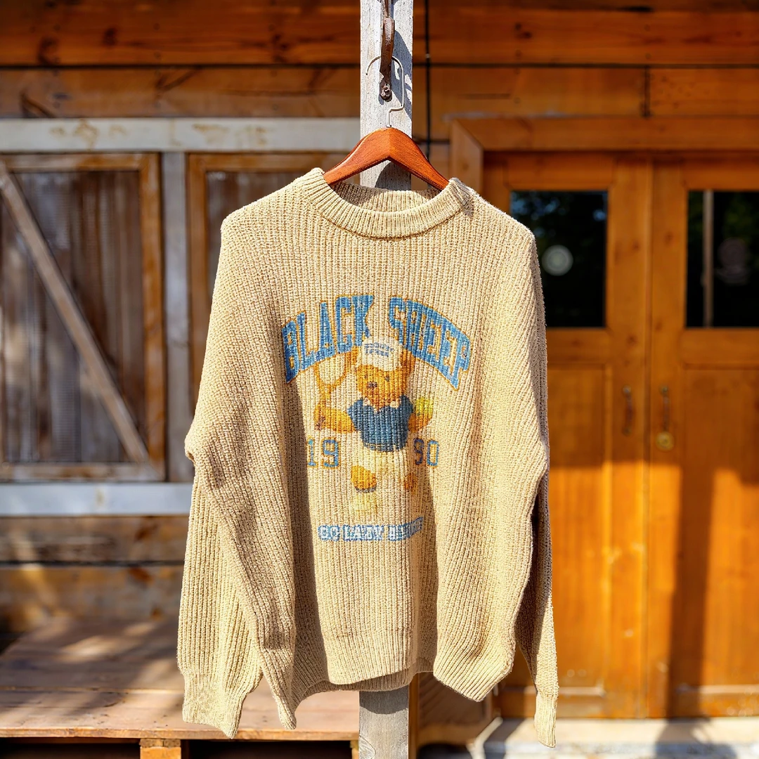 宽松熊针织衫毛衣百搭慵懒风针织学院风情侣圆领时尚毛针织衫套头