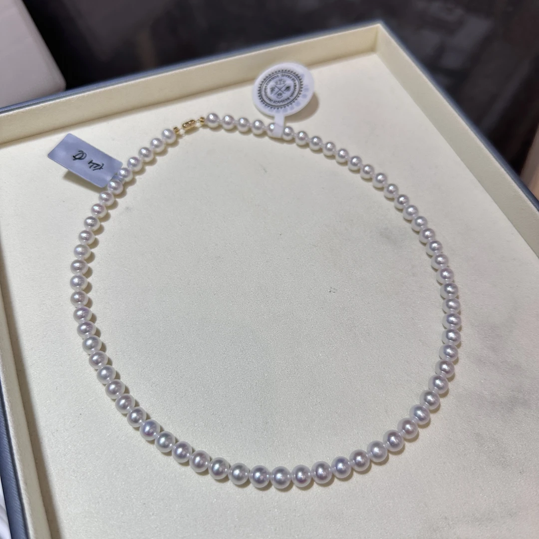 [十上珍珠]18K金磁吸扣淡水仙女级珍珠项链6-7mm