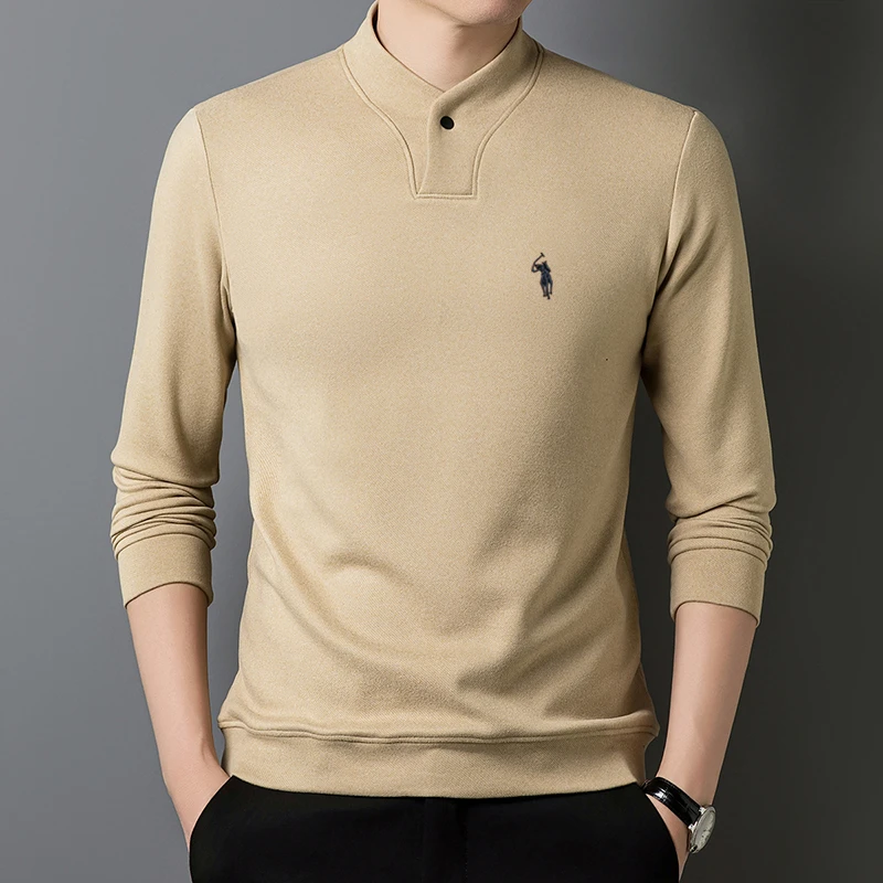 秋冬2025新款【弹力德绒 圆领】T恤卫衣男士长袖加厚保暖套头打底衫