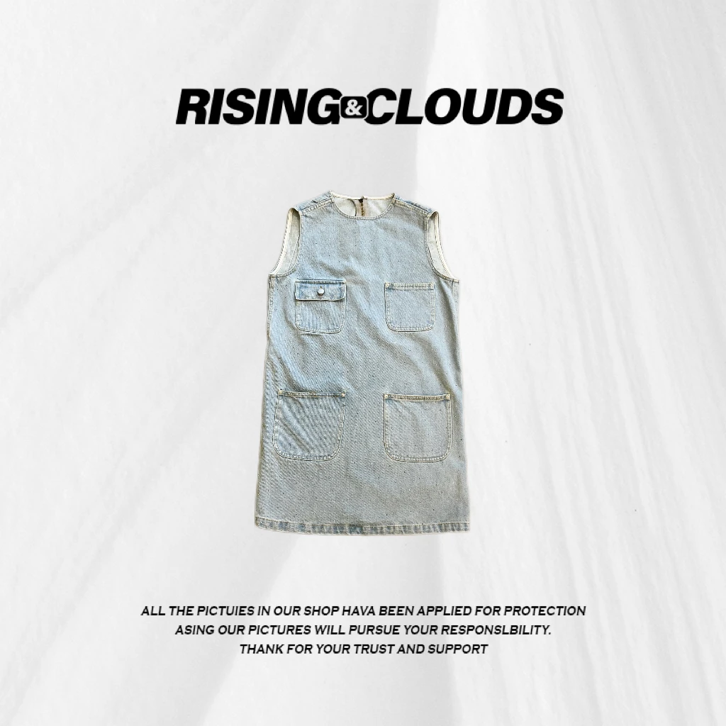 RISING&CLOUDS莎莎【晴蓝】夏季舒适宽松百搭钻牛仔裙040405