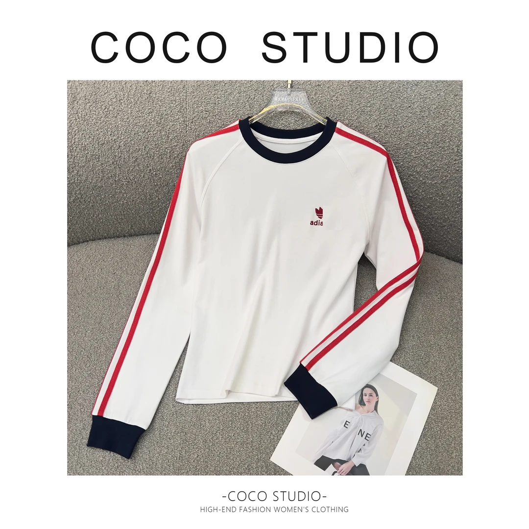 宽松长袖辣妹风休闲常规潮流圆领T恤女士常规款女DDS154