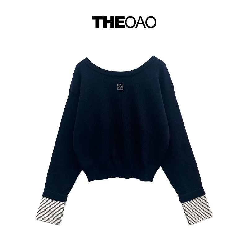 THEOAO 2025SS 条纹袖口拼接针织衫 S004