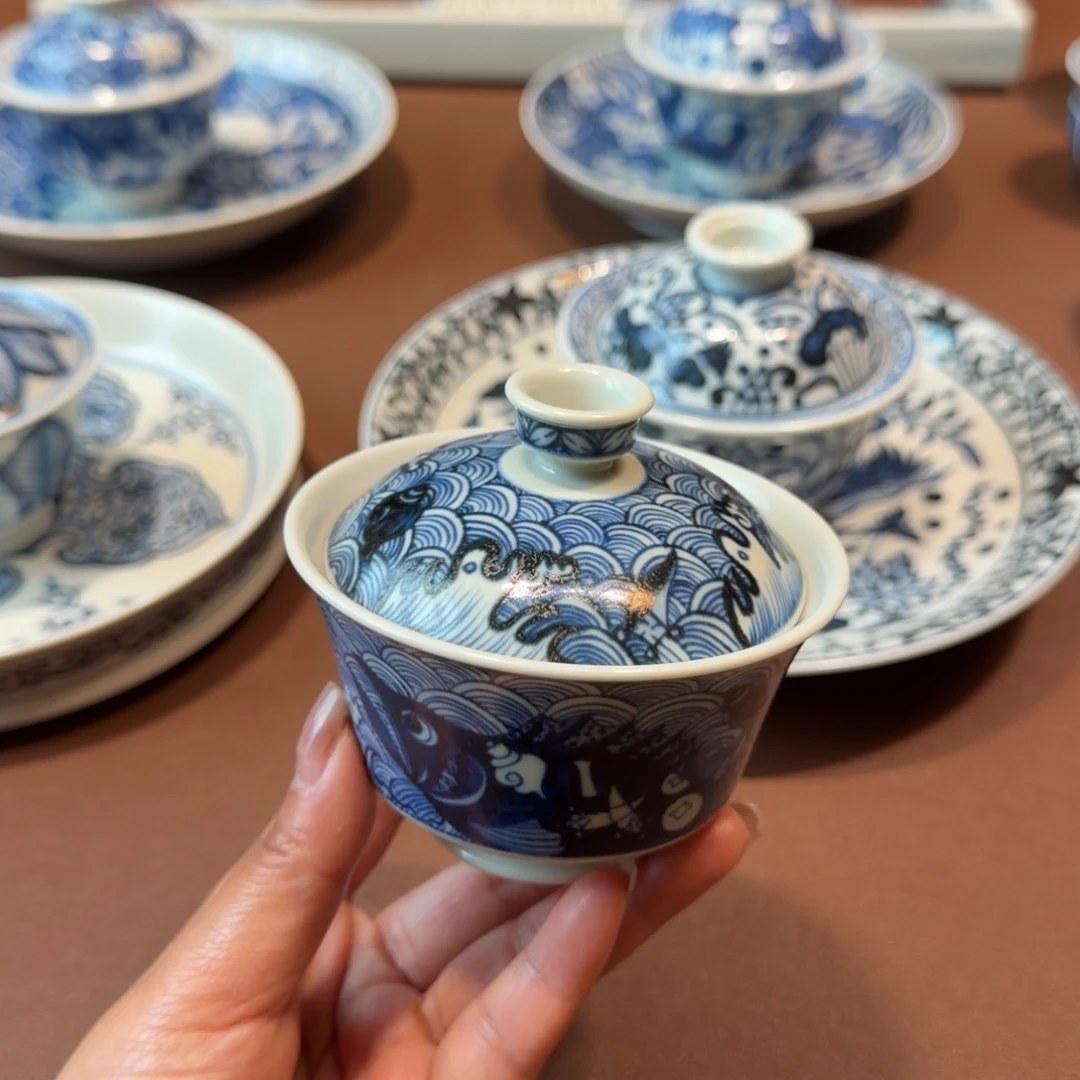 手工手绘茶具盖碗