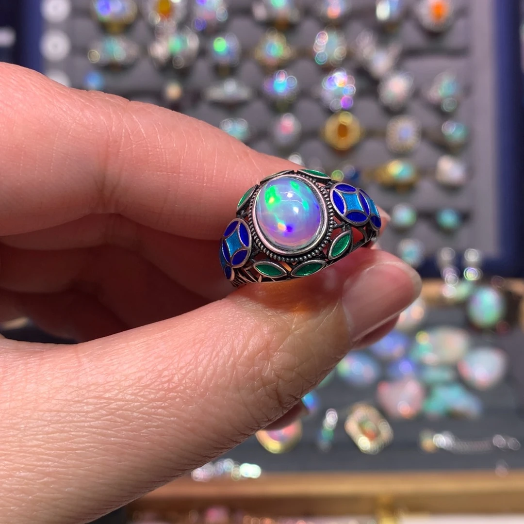 银S925镶嵌欧泊戒指款式