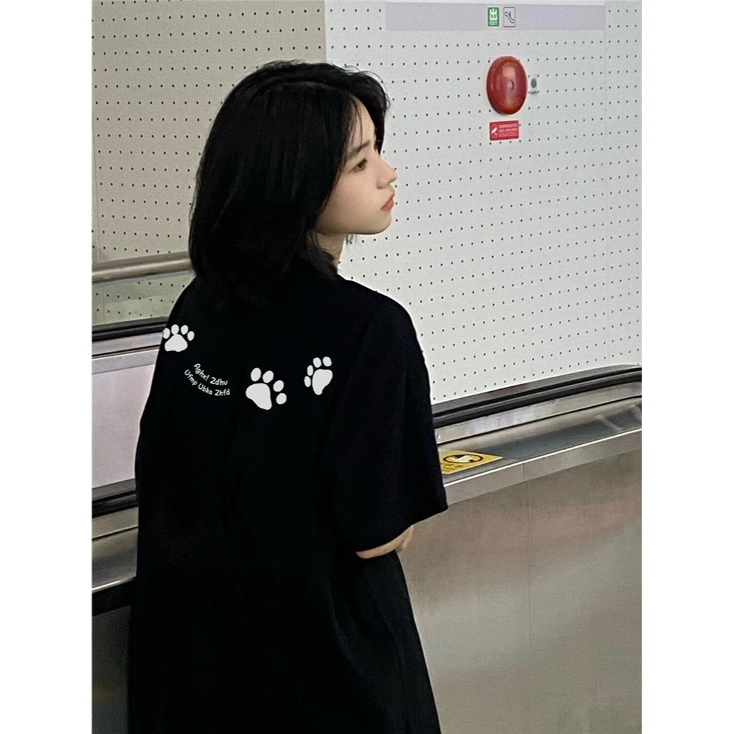 2025新款爆款夏季纯棉正肩设计感小众美式宽松短袖t恤女半袖上衣