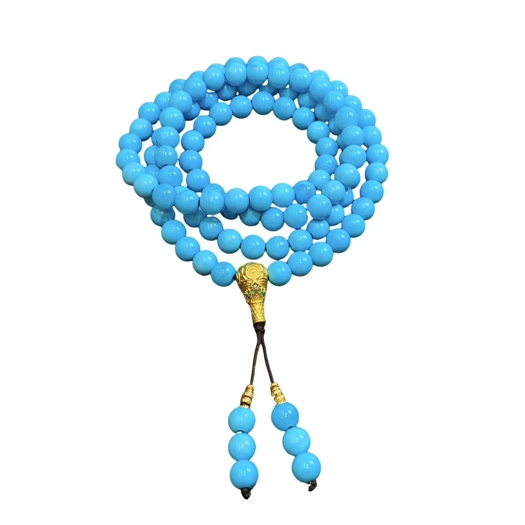 云盖寺天空蓝108玛瑙项链 A28-276