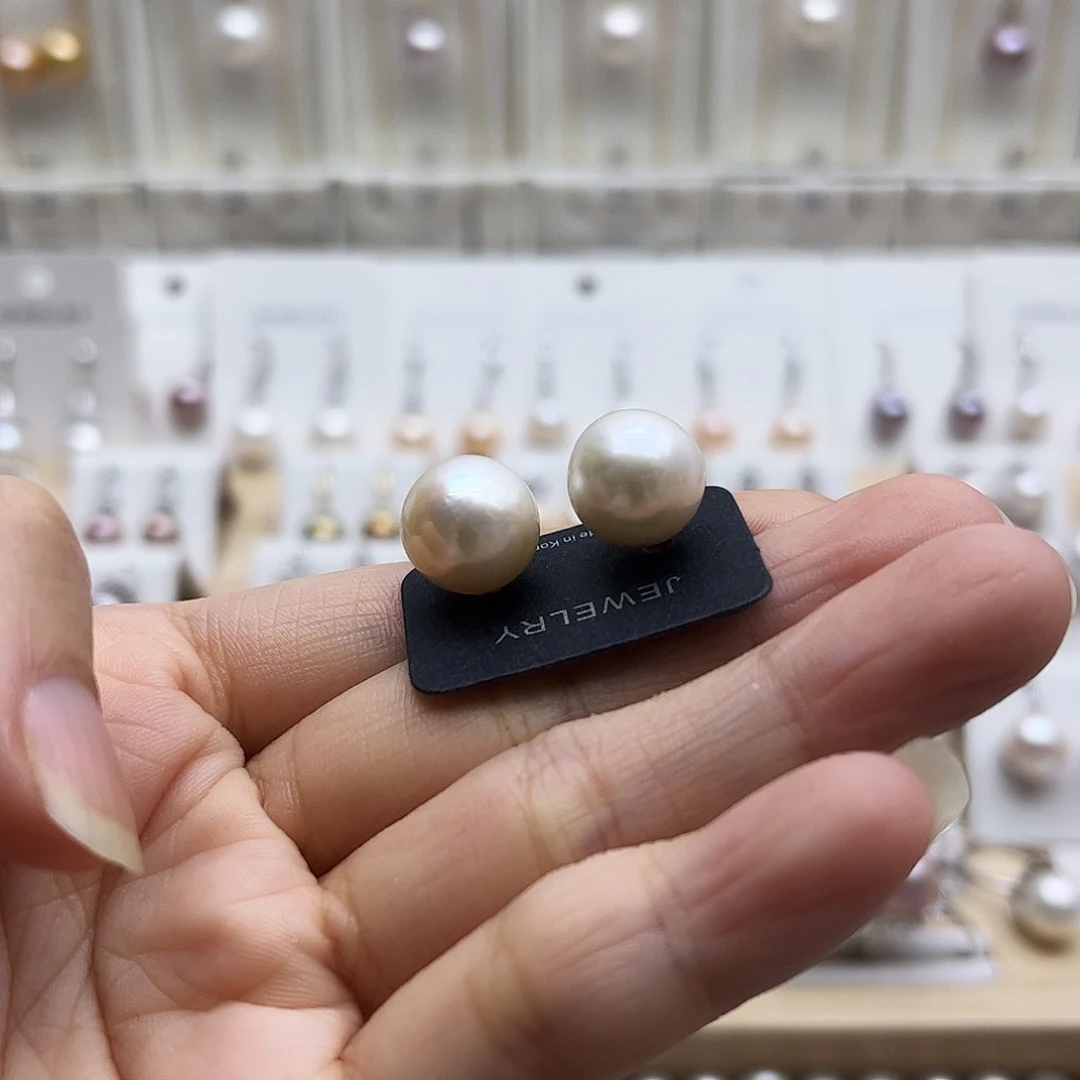 耳饰淡水珍珠银S925镶嵌11.6