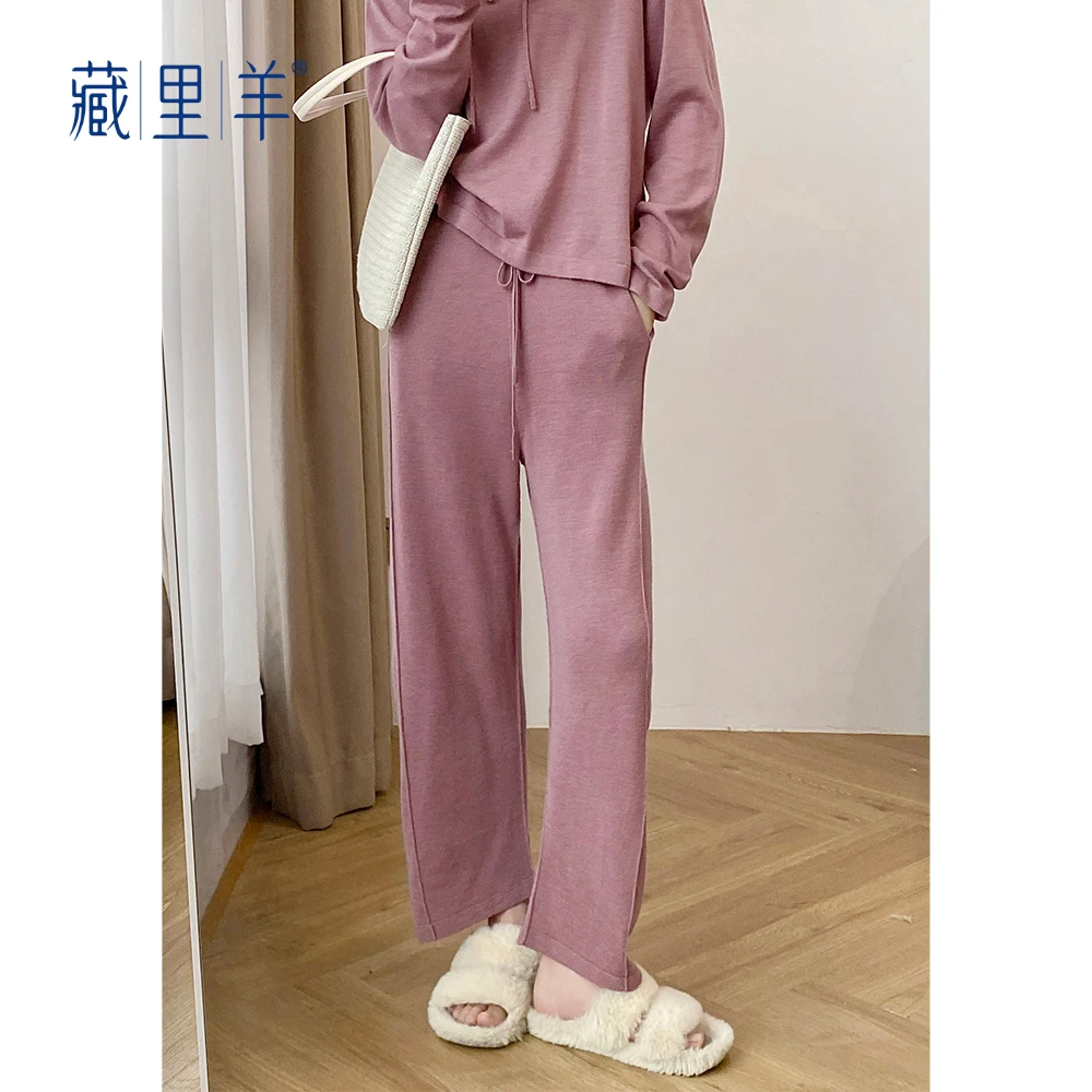 藏里羊【镰刀裤】春季针织羊毛裤时尚镰刀裤简约纯色针织裤M0516