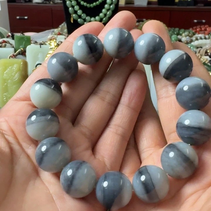和田玉未镶嵌颈饰青花籽聚宝盆16