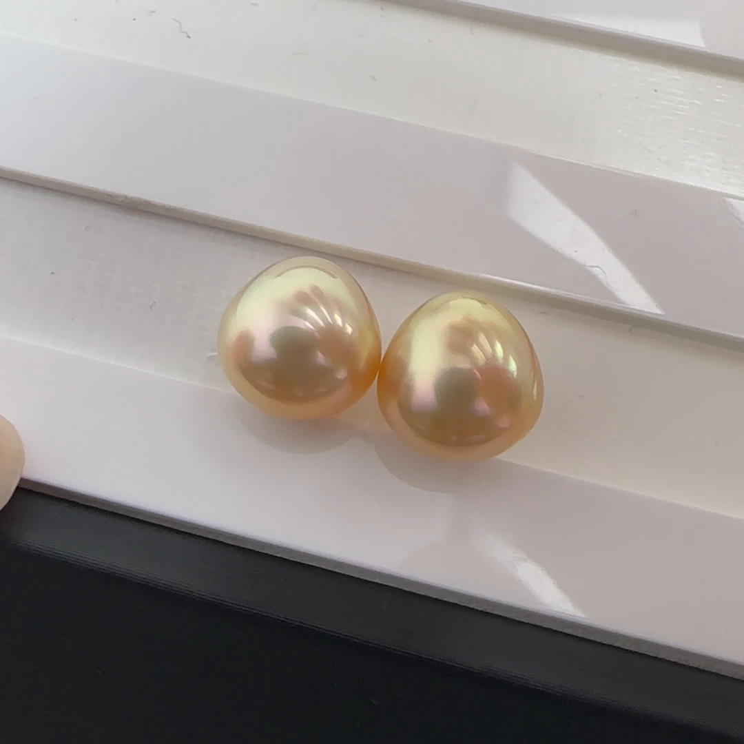 海水珍珠裸珠天然南洋金珠海水对珠裸珠11-12