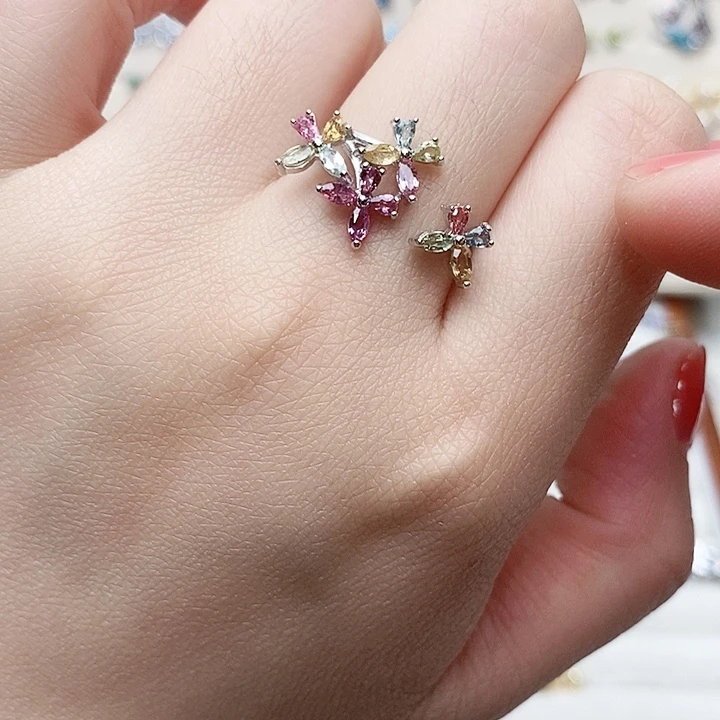 碧玺戒指银S925镶嵌戒指491