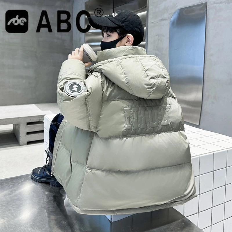 ABC儿童装男童羽绒服冬装新款中长款男孩外套秋冬款加厚大童冬季