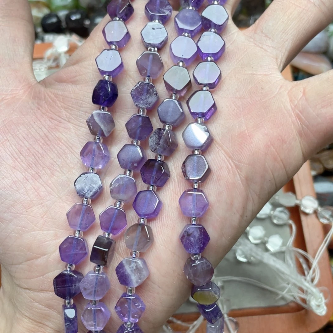 玛瑙/玉髓合金珠宝半成品一条9.5mm紫水晶