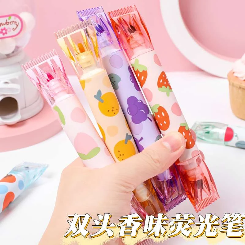 少女心圆头画重点标记笔大容量学生用涂鸦手账记号笔ins风彩色笔