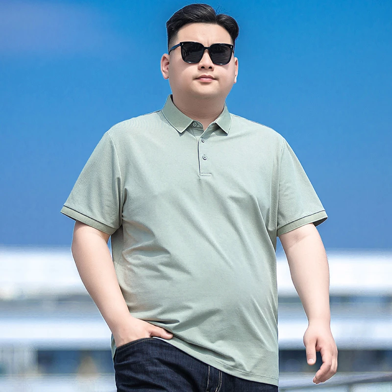 加肥加大码商务polo衫男士夏季宽松短袖翻领T恤胖子休闲上衣大号