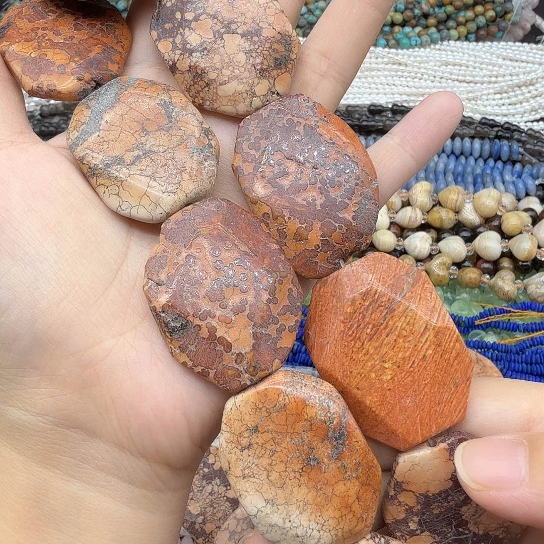 水晶未镶嵌珠宝半成品30×40老松石异形一条