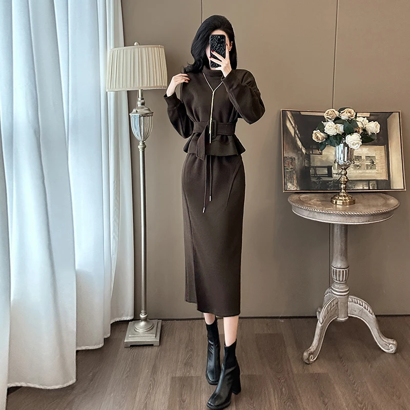 时尚套装裙女春秋季新款洋气收腰显瘦减龄立领上衣半身裙两件套