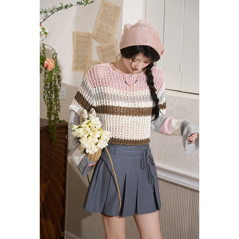 【年末大促】短款针织 秋季慵懒风修身显瘦毛衣长袖针织衫时尚复古